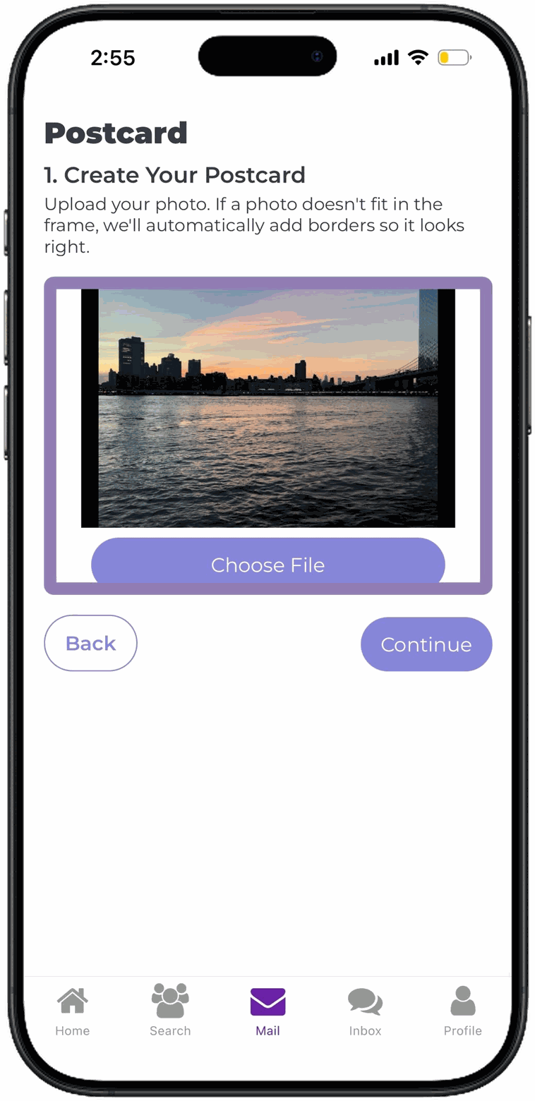 Create a postcard screen