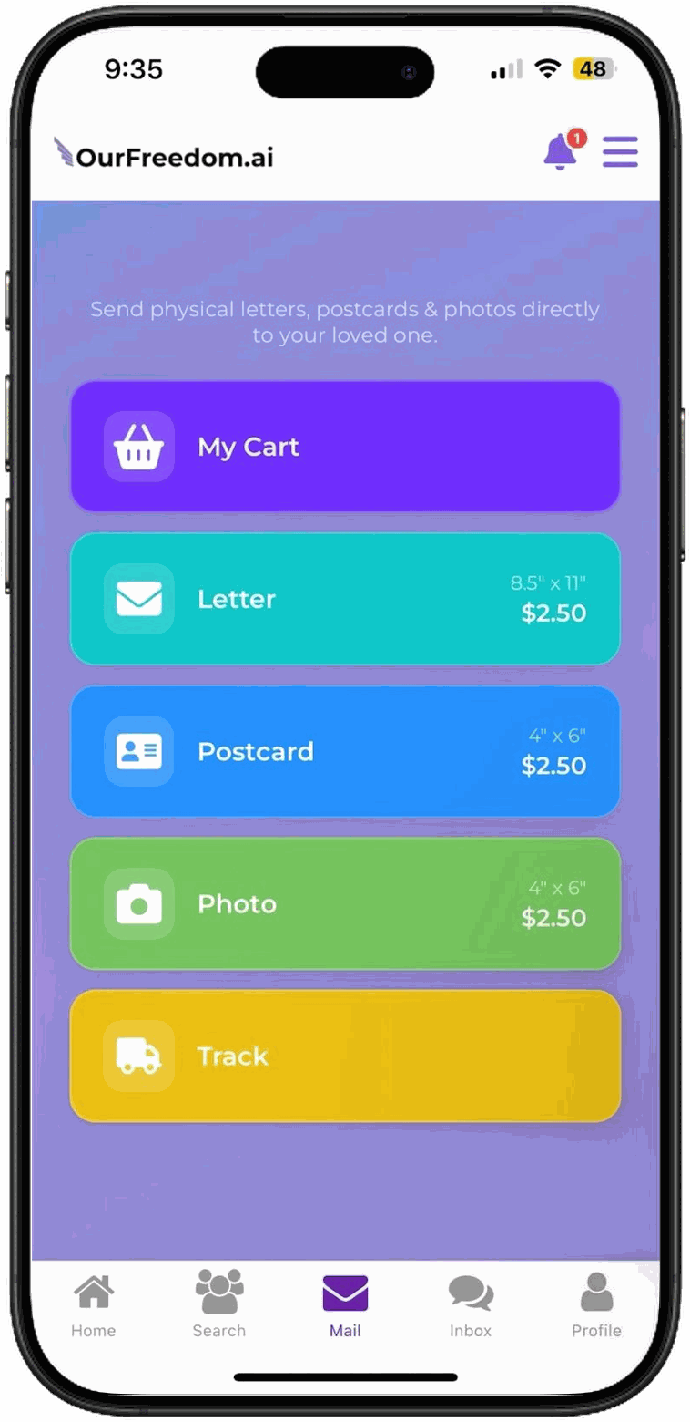 OurFreedom.ai mail menu