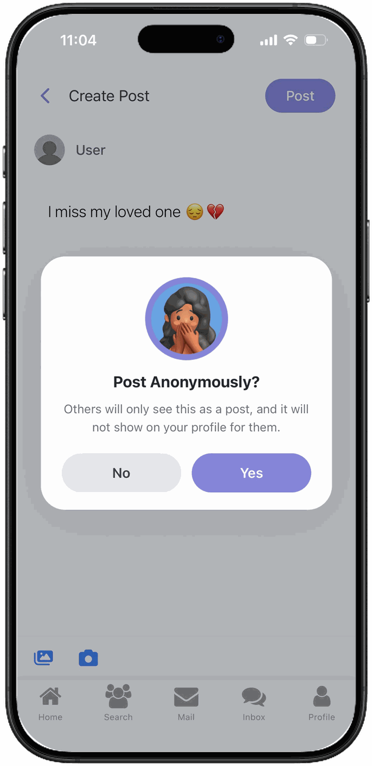 Post anonymously confirmation