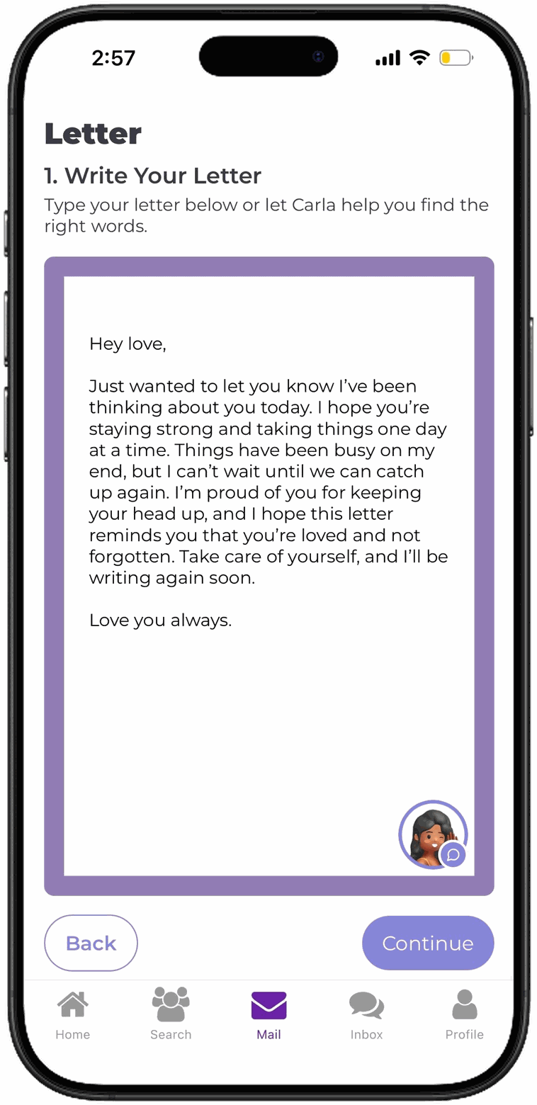Write a letter screen